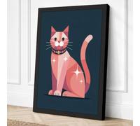 Cat Geometric Canvas Wall Art Print 18x12 Inch
