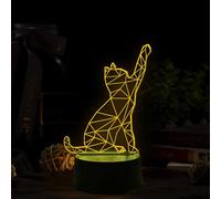 Cat Gifts for Girls, Cat Lamp Night Light Kids 3D with Touch Control 7 Colours, USB Table Bedside Kitty Lamp Lover Gift Christmas Birthday