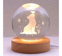 Cat Gifts for Women: Crystal Ball Lamp with Wooden Base - Perfect for Cat Lovers
