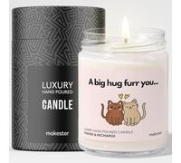 Cat Gifts - Luxury Soy Wax Candle - Vanilla, Jasmine, Sugared Almond - Makester