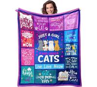 Cat Girl Blanket for Cat Moms 50X60 Just a Girl Who Loves Cats Soft Throw Blanket Christmas Cats Themed Gifts for Owners Girls