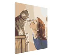 Cat Girl Paint by Numbers for Adults,DIY Combo Frame Oil Painting by Numbers on Canvas,with Brushes and Acrylic Pigment for Beginner Painting Crafts Kits Home Wall Decoration 12x16 inch