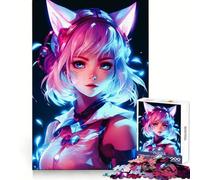 Cat Girls Anime Neon Jigsaw for Adults 1000 Pieces Critical Think Cozy Pastime Uniform Edges Xmas Present (38x52cm)
