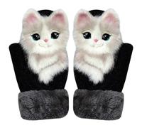 Cat Gloves for Adult Cute Animal Winter Warm Gloves Knitted Cosy Full Finger Thermal Mittens for Skiing Running Xmas Winter Gifts Adult Cat, Warm, Thermal, The