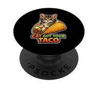 Cat Got Your Taco Funny Cat Food Pun Design PopSockets Adhesive PopGrip