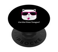 Cat Got Your Tongue - Funny Cat Lover Kitten Pun PopSockets Adhesive PopGrip