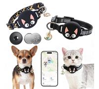 Cat GPS Tracker Dog Compatible with Apple Find My (iOS Only), Smart Tags with Collar No Subscription & Monthly Fee, Mini Pet Air Trackers Tag for Tracking Device Real Time, Global Coverage, 1 Set