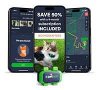 Cat GPS Tracker - Smallest Waterproof Pet Tracking Device with App, Real-Time Location, Smart Alerts & Geo-Fence, Long-Life Battery, Lightweight, Collar-Compatible, 4G Built-in SIM - iOS & Android