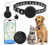 Cat GPS Tracker with Collar, Real Time GPS Dog Cat Tracker, Compatible with iOS and Android, No Monthly Fee, Stretchy Cat GPS Tracking Collar, Dog Collar Holder with Tracking Device, IPX6 Waterproof