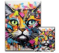Cat Graffiti 1000 Piece Jigsaw Jigsaw Puzzles Challenging Brain Teaser, Family Activity, Home Decor, 50x75CM/19.68x29.52inch