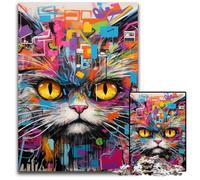 Cat Graffiti 1000Pc Adults Jigsaw Puzzle Jigsaw Puzzles Relaxing Entertainment, Home Decor 50x75CM/19.68x29.52inch