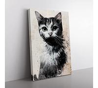 Cat Graffiti No.1 Canvas Print for Living Room Bedroom Home Office Décor, Wall Art Picture Ready to Hang, 76x50 cm (30x20 Inch) CAN3020-V1022-CK-1309