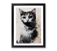 Cat Graffiti No.1 Framed Print for Living Room Bedroom Home Office Décor, Wall Art Picture Ready to Hang, Black A4 Frame (34 x 25 cm)