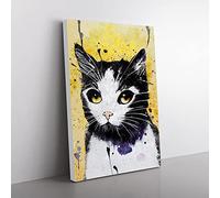 Cat Graffiti No.2 Canvas Wall Art Print Ready to Hang, Framed Picture for Living Room Bedroom Home Office Décor, 60x40 cm (24x16 Inch)