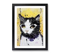Cat Graffiti No.2 Framed Print for Living Room Bedroom Home Office Décor, Wall Art Picture Ready to Hang, Black A2 Frame (62 x 45 cm)
