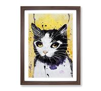 Cat Graffiti No.2 Framed Print for Living Room Bedroom Home Office Décor, Wall Art Picture Ready to Hang, Walnut A3 Frame (34 x 46 cm)