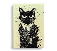 Cat Graffiti No.3 Canvas Print | Gallery Wrapped 30mm Frame Wall Art | 30x20 inches | Ready to Hang | Eclectic Animals Picture | Living Room Bedroom Lounge Office