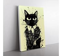 Cat Graffiti No.3 Canvas Wall Art Print Ready to Hang, Framed Picture for Living Room Bedroom Home Office Décor, 50x35 cm (20x14 Inch)