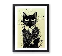 Cat Graffiti No.3 Framed Print for Living Room Bedroom Home Office Décor, Wall Art Picture Ready to Hang, Black A4 Frame (34 x 25 cm)