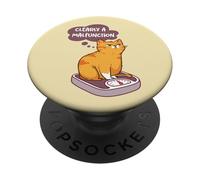 Cat graphic funny overweight kitty scale malfunction caption PopSockets Adhesive PopGrip