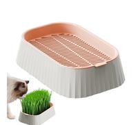Cat Grass Pot, Organic Wheatgrass Planter Tray, Double Layer Soilless Growing Container for Indoor Pets, Healthy Nursery Box for Cats Dogs Rabbits, Home Gardening Kit, 19x12.5x5cm