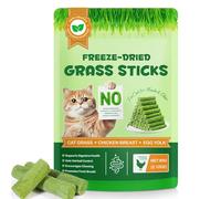 Cat Grass Sticks for Indoor Cats 60g - Freeze Dried Cat Treats with Chicken Breast & Egg Yolk, Natural Cat Grass Dental Chews for Hairball Support & Healthy Digestion, Grain-Free
