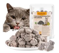 Cat Grass Teething Sticks,50g Edible Freezed Drying Cat Grass Treats with Cuttlefish, Cats Snacks for Hairball Removal and Dental Care