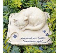 Cat Grave Markers, Personalized Pet Grave Markers Cat Memorial Stones with A Sleeping Kitten On The Top, Pet Memorial Stone Pet Headstone Outdoor Cat Headstones Pet Tombstone for Cats Grave Stones