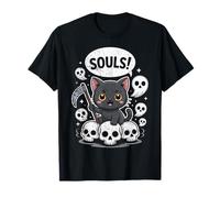 Cat Grim Reaper and Skulls Kitty Got Your Soul Halloween T-Shirt
