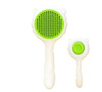 Cat Grooming Brush - Green Pet Needle Comb, Orange Cat Ear Hair Brush | Self Cleaning Anti Static Stainless Steel Massager Lightweight Portable Hair Shedding Removal Equipment for Felines