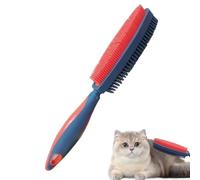 Cat Grooming Brush, Sided Pet Comb Tool, Undercoat Hair Removal Rake with Gentle Rounded Tips, Bath Massage Brush with Self Cleaning Button Only in Cat Accessories, Lightweight Anti Slip Handle