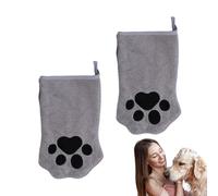 Cat Grooming Glove, 2 x Dog Washing Gloves, Reversible Bath Towel with Quick-Drying Function for On the Go, Travel & Daily Grooming for Short Hair Pets