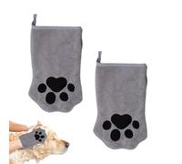 Cat Grooming Glove, 2 x Dog Washing Gloves, Reversible Bath Towel with Quick-Drying Function for On the Go, Travel & Daily Grooming for Short Hair Pets