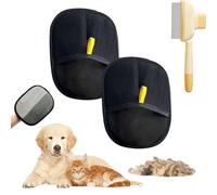 Cat Grooming Glove,2Pcs Gloves and Cat Comb,Static Removal Pet Hair Remover,Double Cleaning Sided,Hands on Reusable, Pet Detangler Grooming Gloves for Cats Dogs
