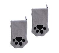 Cat Grooming Glove - 8.66 Inches Coral Fleece, Double Sided Bath Towel | Quick Dry Pet Cleaning Mitt For Long Hair Care, Dog Grooming Tool, Home Travel Use 2 Pack
