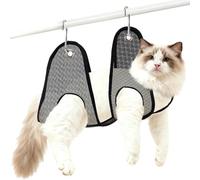 Cat Grooming Hammock, Breathable Mesh Anti-Bite Containment Bag | Dog Claw Cut Holder with S Hook - for Home Bathroom Shower Teeth Washing and Ear