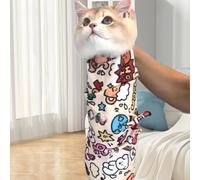 Cat Grooming Self-Adherent Wrap - Anti-Bite Scratch Escape Calming Tool for Medicine, Nail Clipping & Cleaning, Comfortable Fabric with Multiple Sizes & Patterns (S: 35 * 35CM)