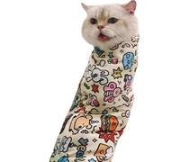 Cat Grooming Wrap, Self-Adherent Soft Cat Blanket to Wrap Anti-Scratch Anti-Escape Grooming Bag (M)