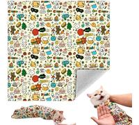 Cat Grooming Wrap, Self-Adherent Soft Cat Blanket to Wrap, Nail Clipping, Anti-Bite, Anti-Scratch, Anti-Escape Calming Wrap (6-10 lbs,Cute Prints)