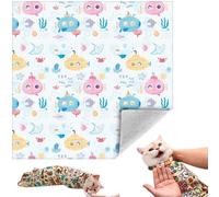 Cat Grooming Wrap, Self-Adherent Soft Cat Blanket to Wrap, Nail Clipping, Anti-Bite, Anti-Scratch, Anti-Escape Calming Wrap (6-10 lbs,Ocean)