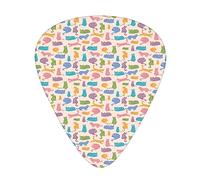 Cat Guitar Picks Picks 12 Pack with Thin Box,Colorful Animal Silhouettes with Mandala Ornamental Details Ethnic Design,Special Guitar Plectrums Gift Set for Guitarist