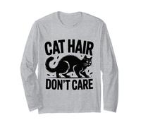Cat Hair Don’t Care Bold Cat Silhouette Minimalist Pet Lover Long Sleeve T-Shirt