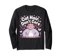 Cat Hair Don’t Care Funny Cat Lover Couch Long Sleeve T-Shirt