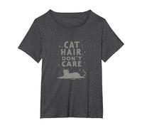 Cat Hair, Don't Care: Feline Attitude Statement T-Shirt, Women's Plus, Dark Heather Grey, 5X