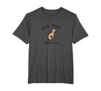 Cat Hair Don't Care: Funny Pet Lover Graphic T-Shirt, Men's Big and Tall, Dark Heather Grey, 5X Tall