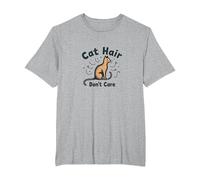 Cat Hair Don't Care: Funny Pet Lover Graphic T-Shirt, Men's Big and Tall, Heather Grey, 2X Tall