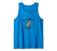 Cat Hair Don't Care: Funny Pet Lover Graphic Tank Top, Men, Sapphire, XL