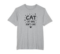 Cat Hair, Don't Care - Furry Feline Lover's Motto T-Shirt, Men's Big and Tall, Heather Grey, 4X Tall