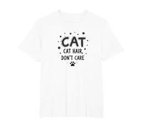 Cat Hair, Don't Care - Furry Feline Lover's Motto T-Shirt, Men's Big and Tall, White, 6X Tall