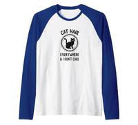 Cat Hair Everywhere & I Don't Care Funny Pet Lover Raglan Baseball Tee, Men, Royal Blue/White, XXL